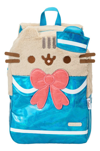 Mochila Escolar Pusheen De Niña Con Espacio Para Laptop Color Azul Claro Diseño De La Tela Poliéster