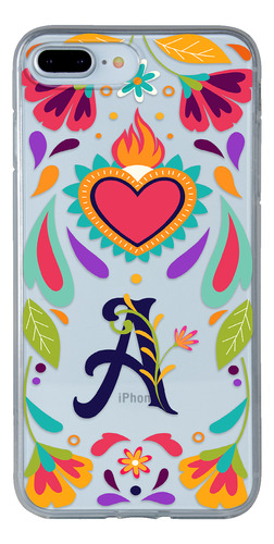 Funda Para iPhone Corazón Diseño Mexicano Tu Letra Inicial