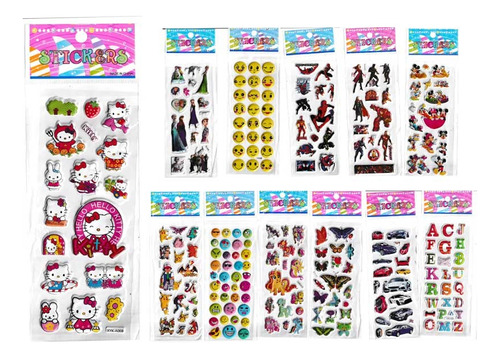 Stickers Con Relieve X 50 Planchas Chicas - Regalito Cumple