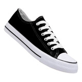 Zapatilla Urbana De lona unisex Casual Negro Y Blanco 7089