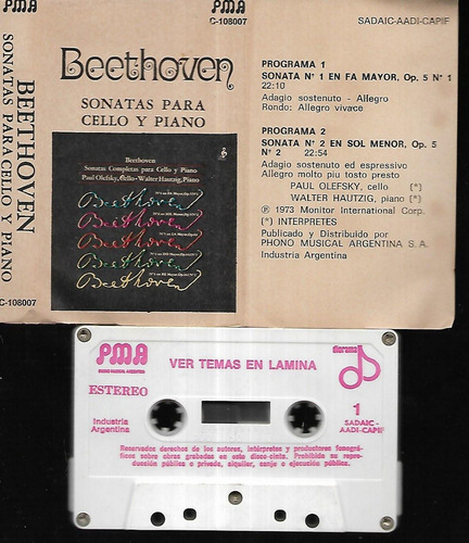 Beethoven Sonatas Para Cello Y Piano P.olefsky W.hautzig Kct