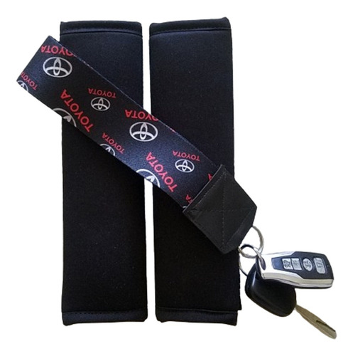 Pack Llavero Toyota + 2 Protector Cinturón Seguridad Negro