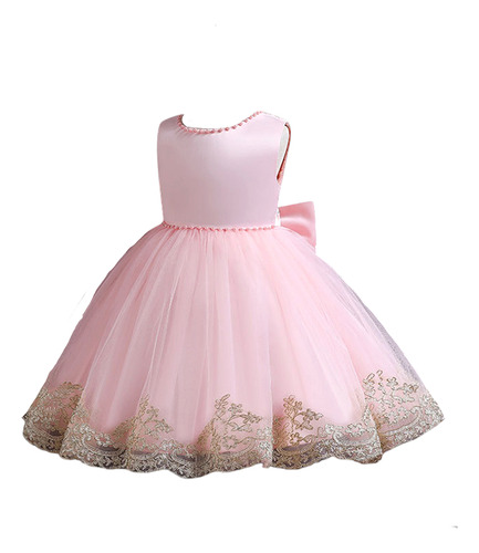 Vestido Princesa Rosa Y Dorado Para Niña, Fiestas Y Cumpleañ