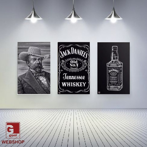 3 Cuadros Chapas Vintage Mdf - Triptico Jack Daniels Whiskey
