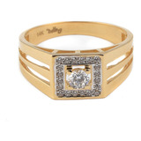 Anillo P/caballero Cuadrado C/zirconias Oro 14k, Doble O