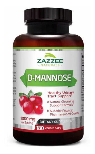 D-mannose 1000mg (180 Cápsulas)zazzee Salud Tracto Urinario Sabor Sin Sabor