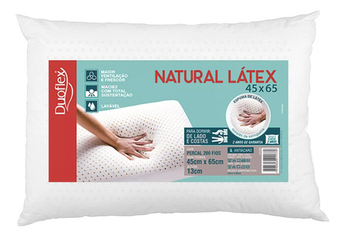 Travesseiro Duoflex Natural Látex Lavável Antiácaro Maciez