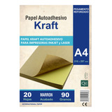 Papel Kraft Autoadhesivo A4 Misionero X 20 Madera Resma 80gr