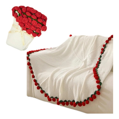Manta Tejida De Rosas Tipo Ramo Para Sofá Cama Regalo Hogar | Envío gratis