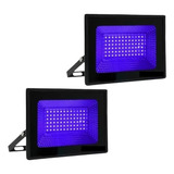 Kit 2 Refletor Holofote Led 300w Luz Azul Decoração Jardim  