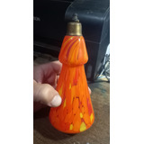 Antiguo Perfumero Atomizador Vidrio Murano Naranja Veteado