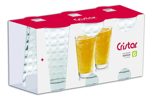 Juego Estuche Canastilla De Vasos X6 Square Bebidas Cristar