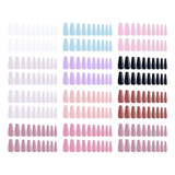 240 Uñas Postizas Press On Coffin Largas - Nude Y Pastel