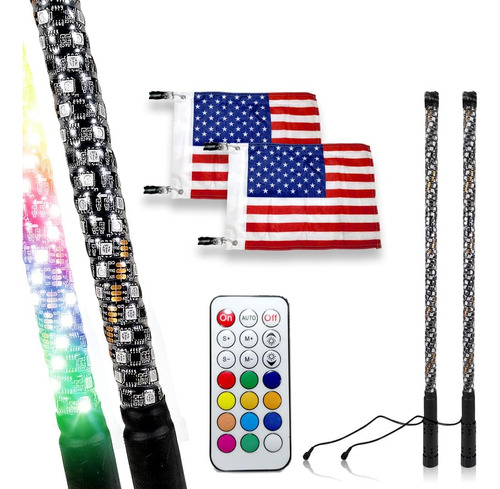 Antena De Luces Led De Color Rgb Con Bandera Para Atv Utv Rz