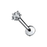 Piercing Labret Titanio G23 Com Estrela Rosca Interna