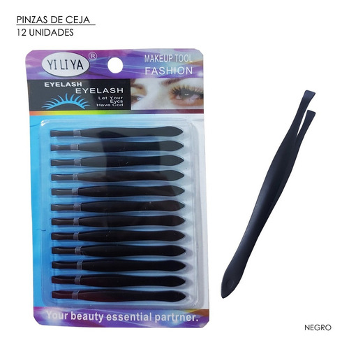 Pinza Para Cejas / Negro / 12 Unidades