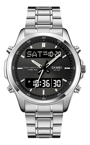 Reloj Hombre Skmei 2049 Acero Alarma Cronometro Elegante Malla Plateado