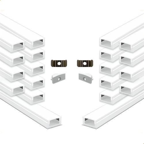 Kit 10 Perfil Aluminio De Led Sobrepor Slim 2metros + Brinde