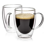 Meway - Tazas De Café De Cristal De Doble Pared Con Asa, Vid