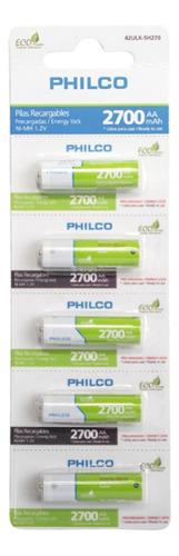 Pila Recargable Philco Aa 2700 Mah Pack 5 Unidades