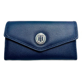 Cartera Tommy Hilfiger Original Azul Mujer Placa Th M536