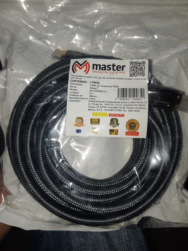 Hdmi Master 8 Metros Puntas De Oro