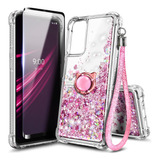 Funda Rosa Brillos Anillo Para T-mobile Revvl V Plus