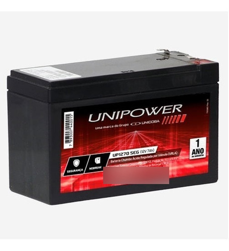 Bateria Selada 12v 7ah Unipower Up1270 Seg Vida Útil: 2 Anos