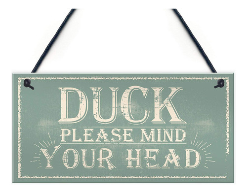 Lwf Duck Mind Your Head - Placa Colgante De Pared Para Puer.