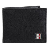 Cartera Tommy Hilfiger Rfid, Delgada, Plegable, Negra, Con B