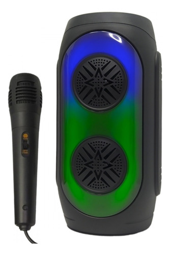 Caixa De Som Amplificada Karaoke Potente Led Bluetooth Preta