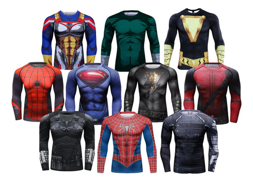 Pack 10 Playeras Spiderman Dragon Ball Superman Batman Licra