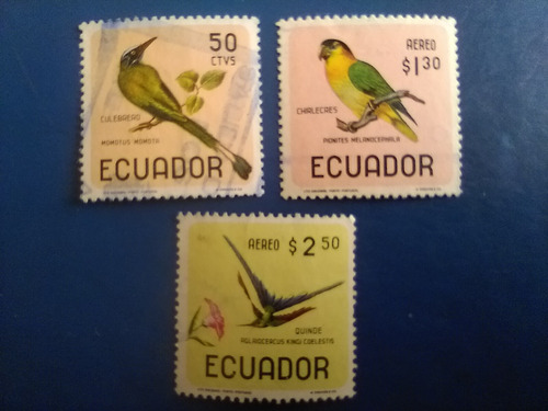 Estampillas Antiguas De Ecuador Pájaros Ecuatorianos X 3
