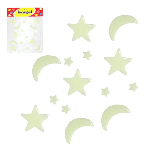 Estrelas Em Gel Decorativo Auto Adesivo Fosforescente 15 Pçs