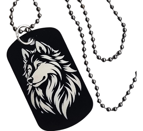 Dije Placa Militar Marcada + Cadena Collar Acero Inox Hombre