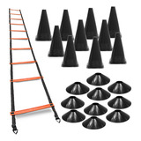 10 Cones Funcional 18cm + 10 Pratos Agilidade+ Escada Rígida