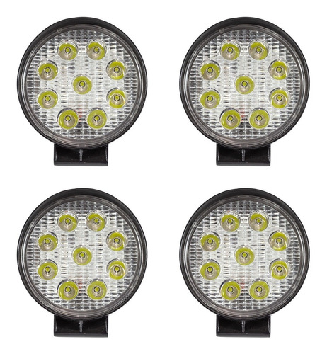 4 Reflectores Led 12v 24v 27w 2430lm P/ Toyota Ford Jeep Kia