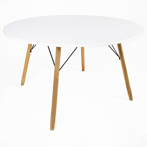 Mesa De Jantar Redonda Eiffel Mdf Pés Madeira 120cm Premiun