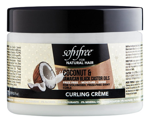 Sofn'free - Crema Rizadora De Aceite De Ricino Negro De Coco