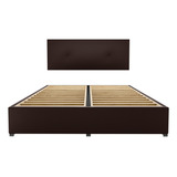 Cama Recamara Base Box Cabecera Urban Chocolate King Size Color Marrón