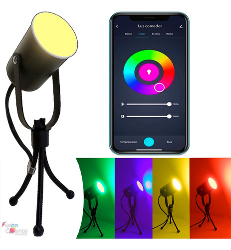 Iluminador Luz Led 7w Foto Video Wifi App Celular 99 Colores