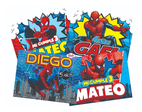  Lona Personalizada Fiesta Spiderman Hombre Araña 1.50x1mt 