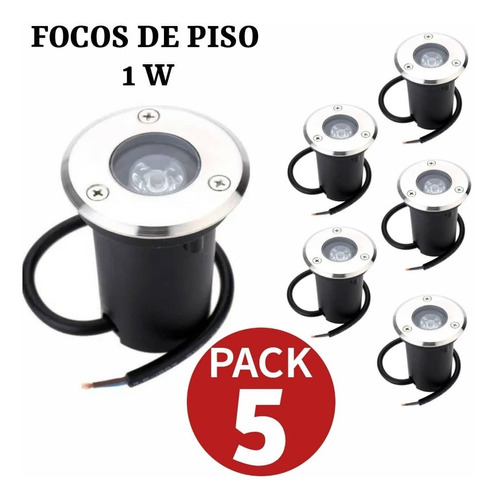 Focos Led Piso 1 W Exterior Embutido Cálido/frío Pack 5