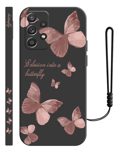 Carcasa De Silicona Diseño De Mariposa Para Samsung + Correa