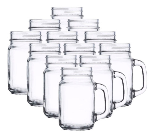 Pack 24 Vasos Vidrio Mason Jars Tarro Con Asa 500ml Ice Cold