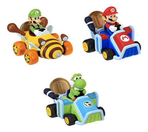 Super Mario Bros Kart Auto Vehiculo 6cm Pullback Con Trucos