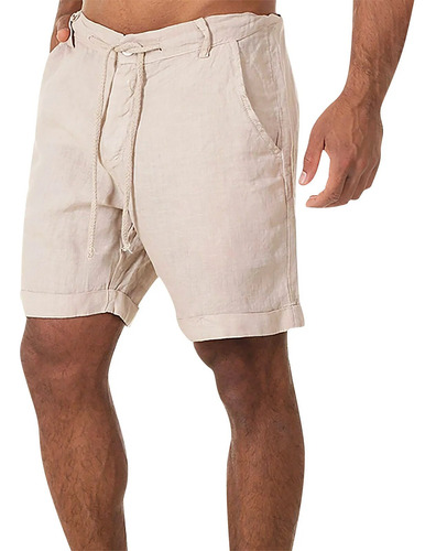 Shorts Masculinos, Calças Esportivas, Linho, Calça De Praia