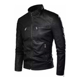 Jaqueta De Couro Masculina Frio Inverno Motoqueiro Black