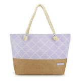 Bolsa De Praia Grande Viagem Sacola Compras Jacki Design Cor Lavanda Cor Da Correia De Ombro Branco