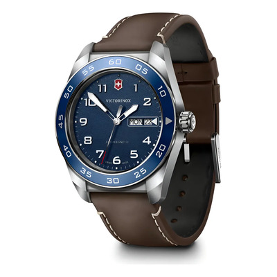 Victorinox, Reloj, Swiss Army Quartz, Caballero, 42 Mm Café Plateado Azul Marino